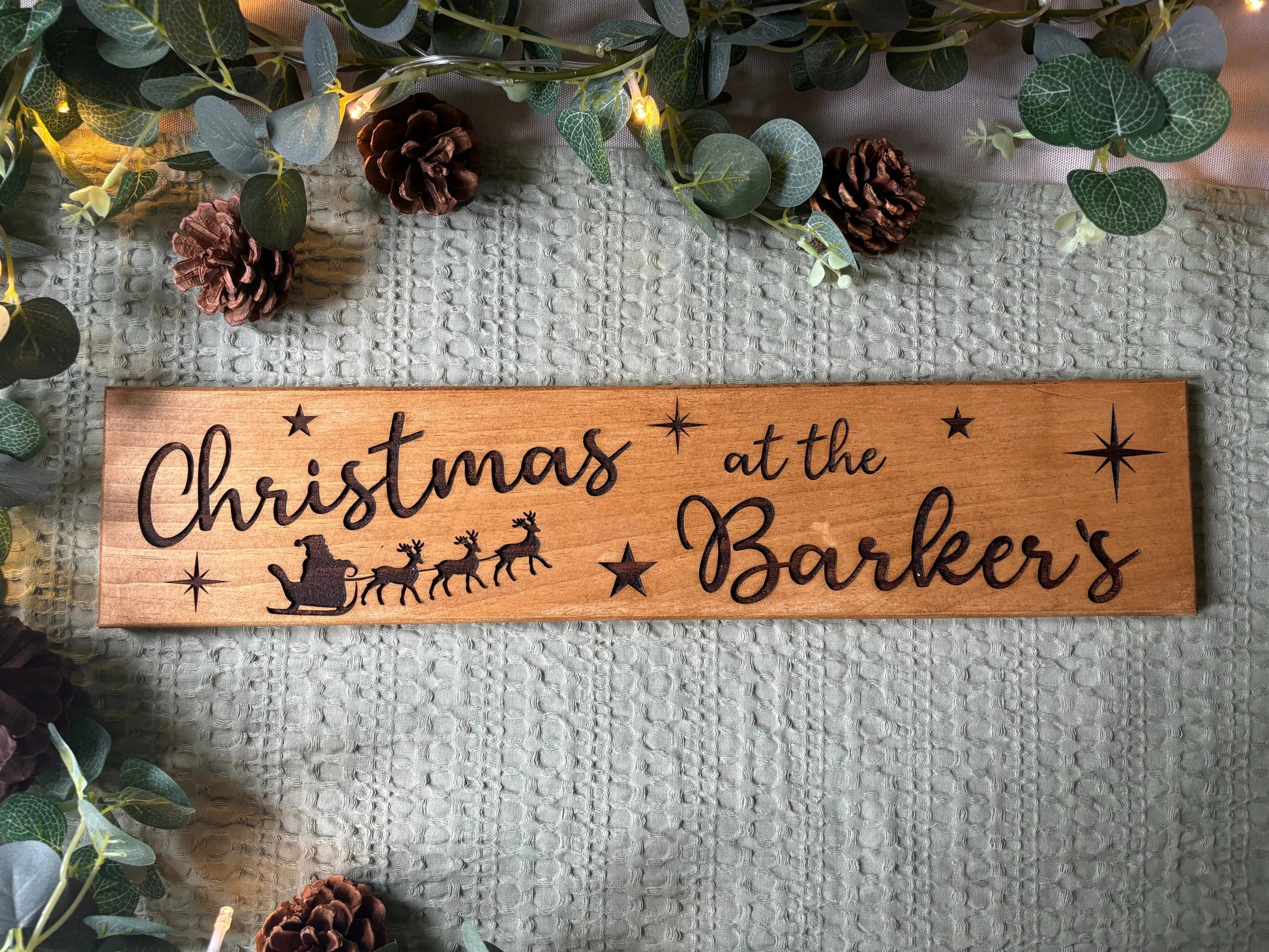 Personalised Family Sleigh Christmas Wooden Sign The Rolling Cow