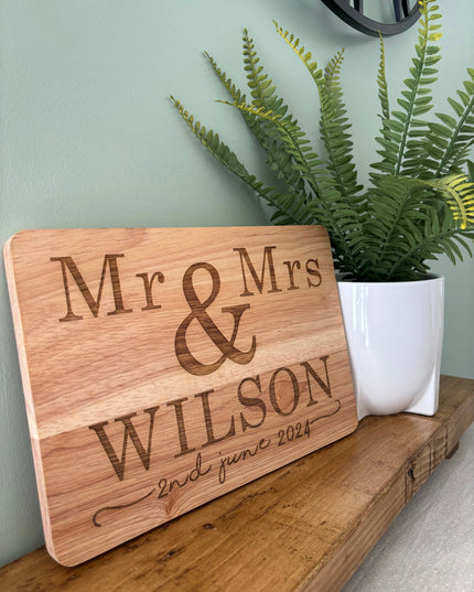 Wedding Mr and Mrs Chopping Board The Rolling Cow