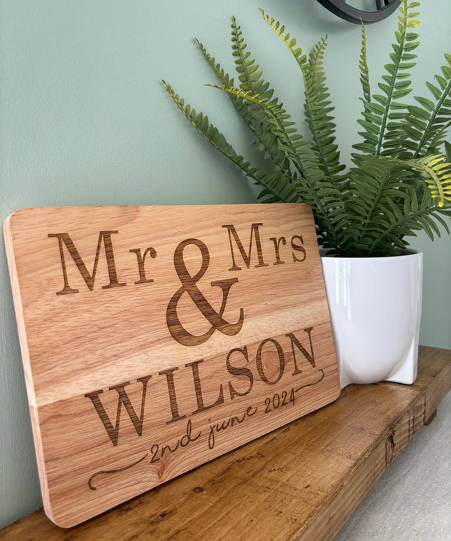 Wedding Mr and Mrs Chopping Board The Rolling Cow