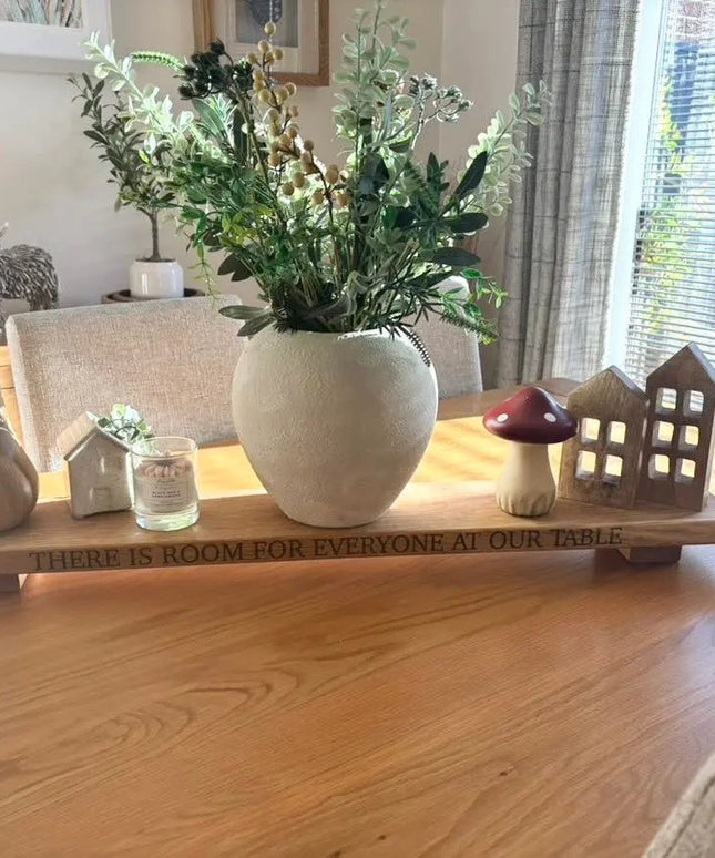 Engraved Oak Table Centrepiece The Rolling Cow