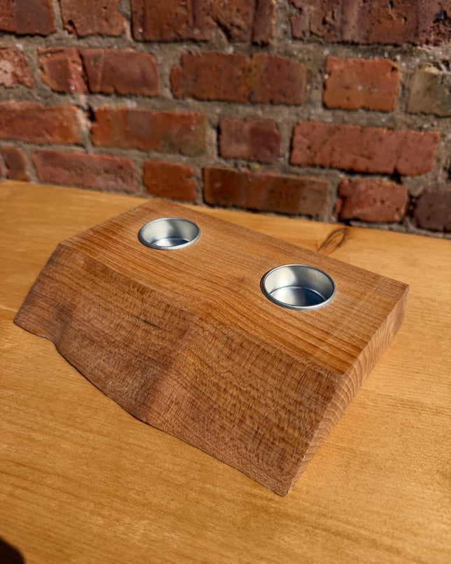 Solid Oak Live Edge Tea Light Candle Holder