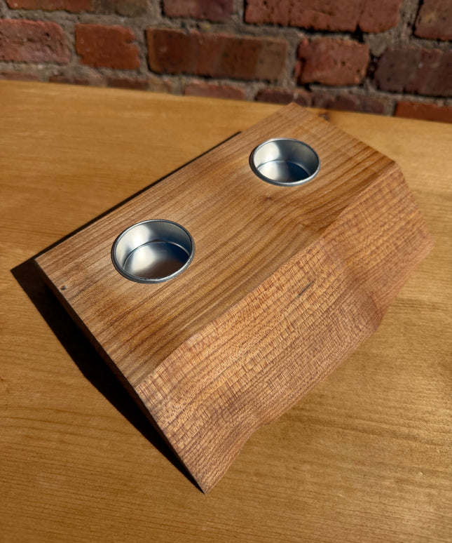 Solid Oak Live Edge Tea Light Candle Holder