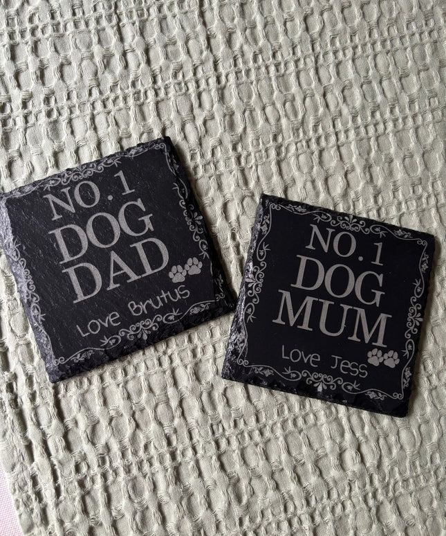 Dog Mum & Dad Slate Coaster The Rolling Cow