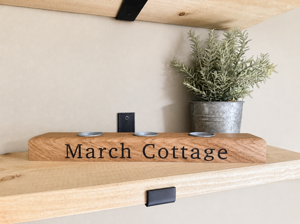 Personalised Oak Tea Light Candle Holder