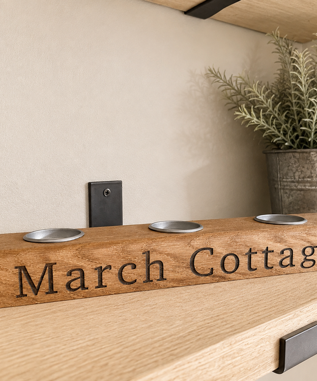 Personalised Oak Tea Light Candle Holder