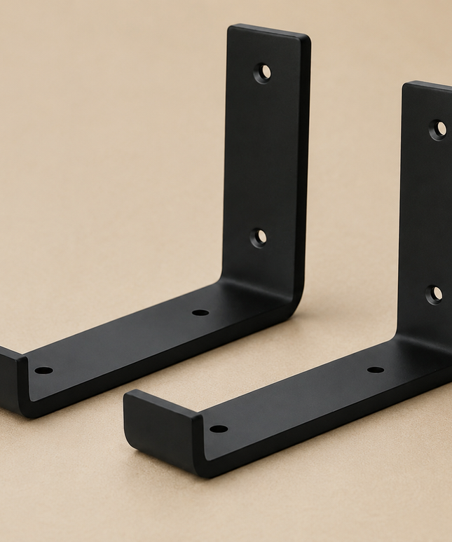 15cm Black Metal Shelf Brackets (Pair)