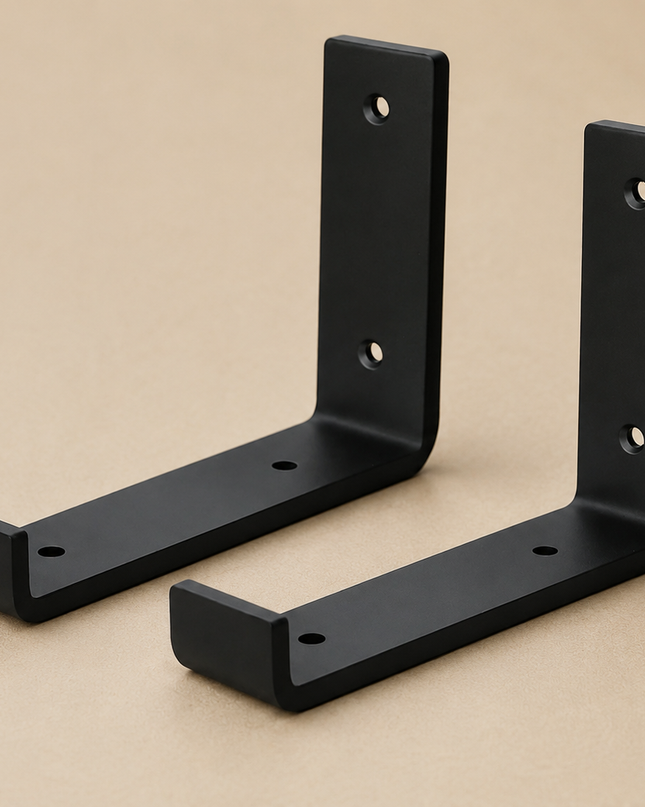15cm Black Metal Shelf Brackets (Pair)