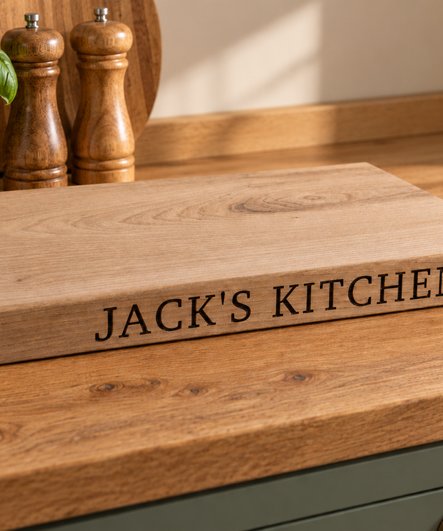 Engraved Solid Oak Wood Large Chopping Board
