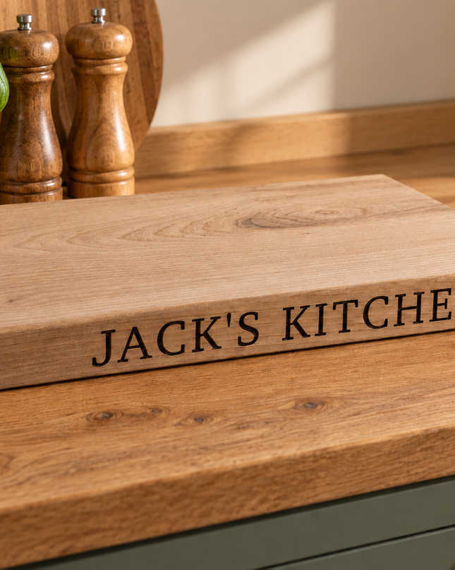 Engraved Solid Oak Wood Large Chopping Board