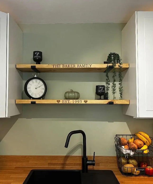 Personalised Rustic Wooden Shelf Shelves The Rolling Cow