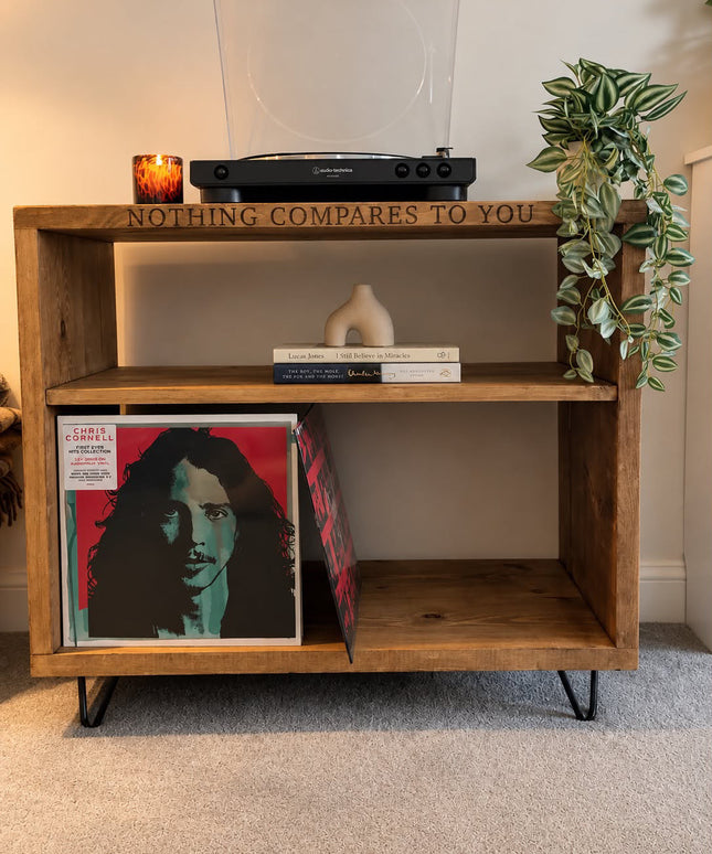Handmade Personalised Turntable Stand with Vinyl Record Storage