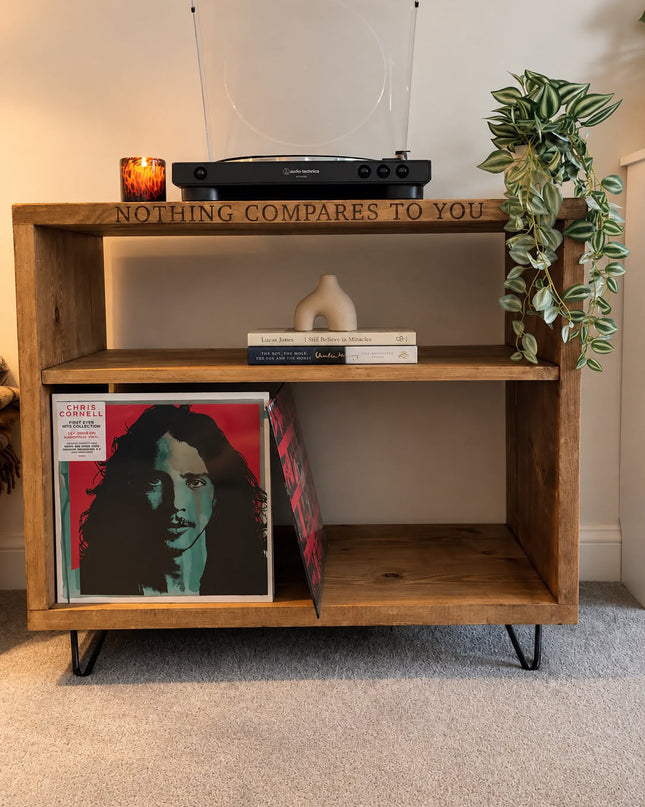 Handmade Personalised Turntable Stand with Vinyl Record Storage