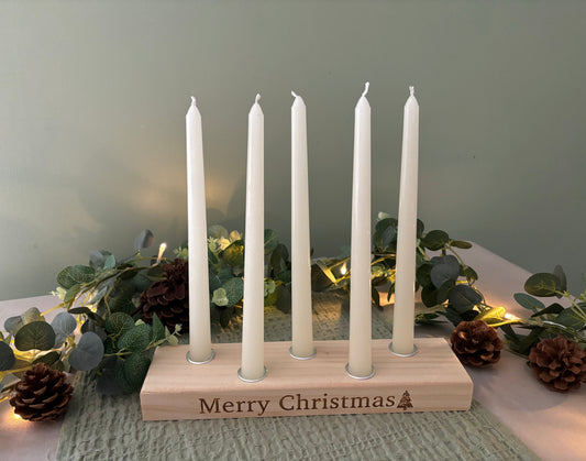 Personalised Christmas Candle Stick Holder