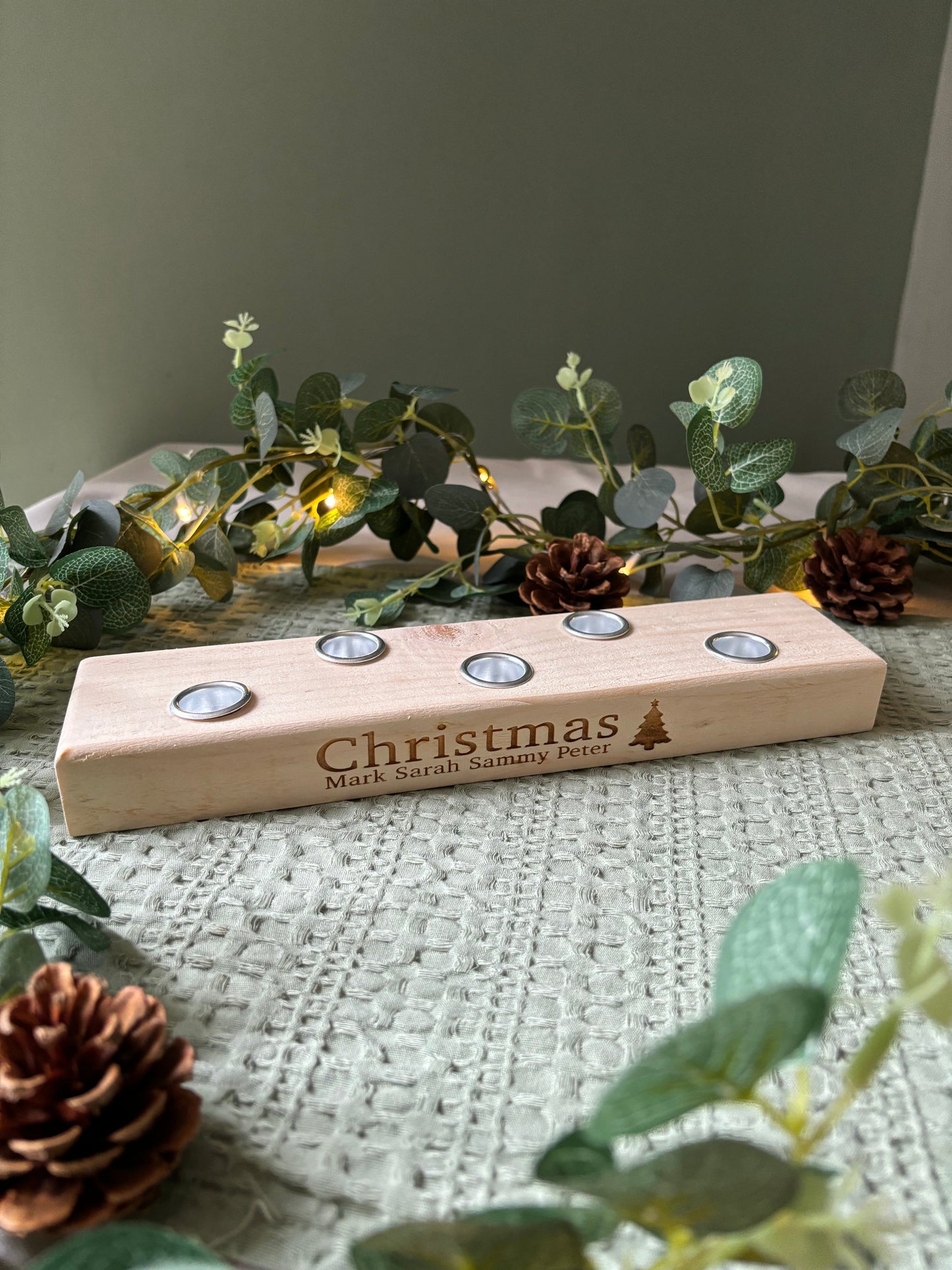 Personalised Christmas Candle Stick Holder