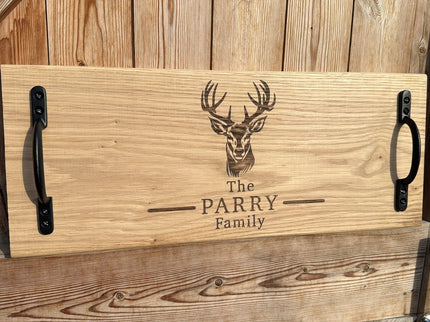 Personalised Oak Handle Serving Board The Rolling Cow
