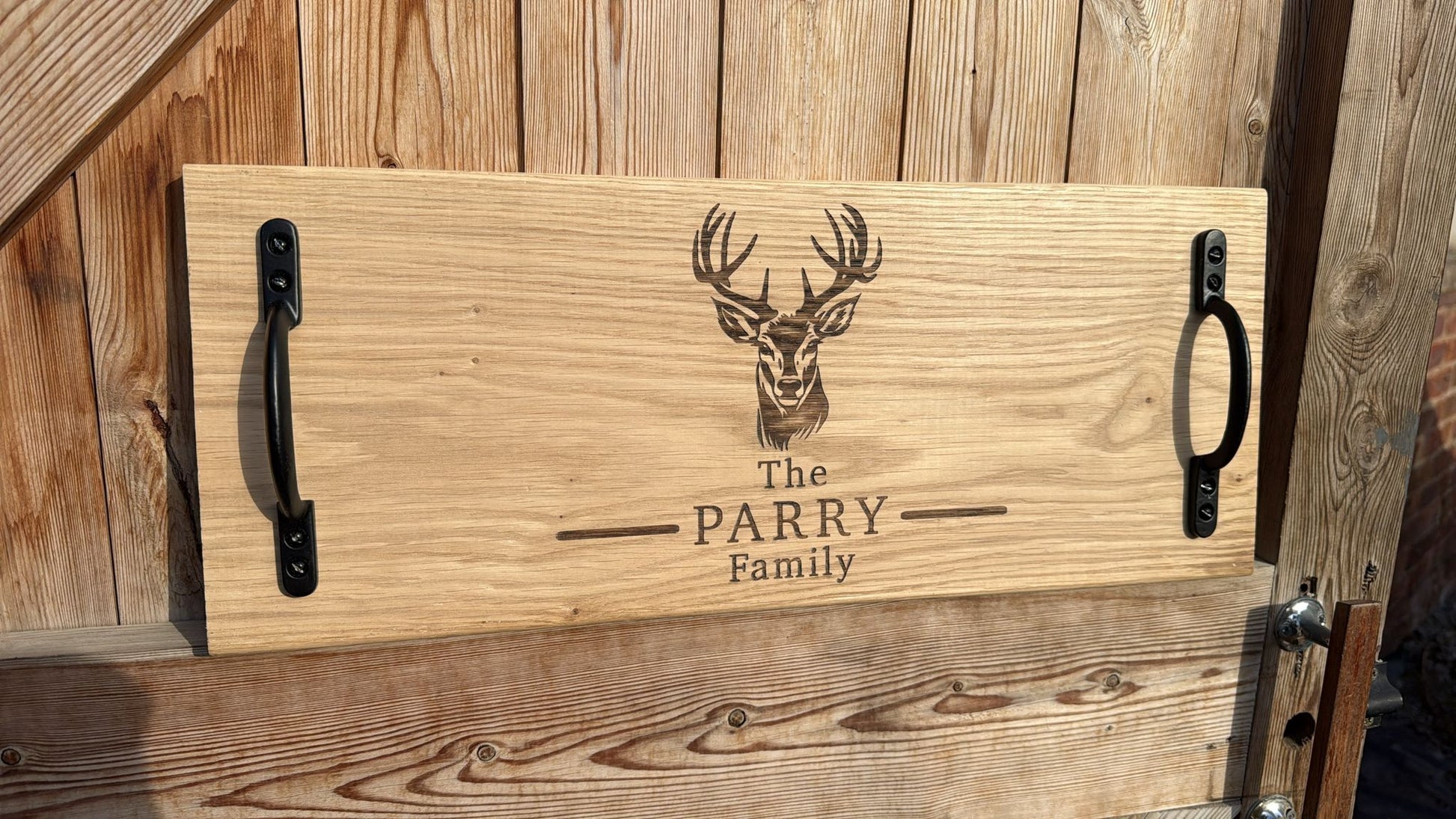 Personalised Oak Handle Serving Board The Rolling Cow