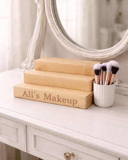 Engraved Perfume Aftershave Make up Shelf Stand The Rolling Cow