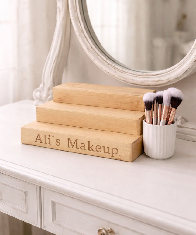 Engraved Perfume Aftershave Make up Shelf Stand The Rolling Cow