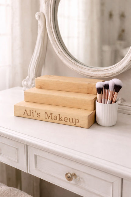 Engraved Perfume Aftershave Make up Shelf Stand The Rolling Cow