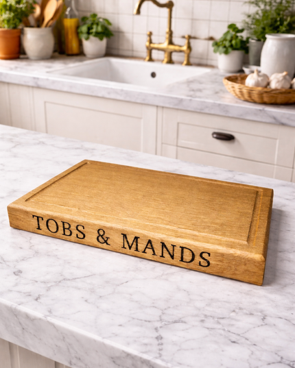 Engraved Solid Oak Wood Large Chopping Board