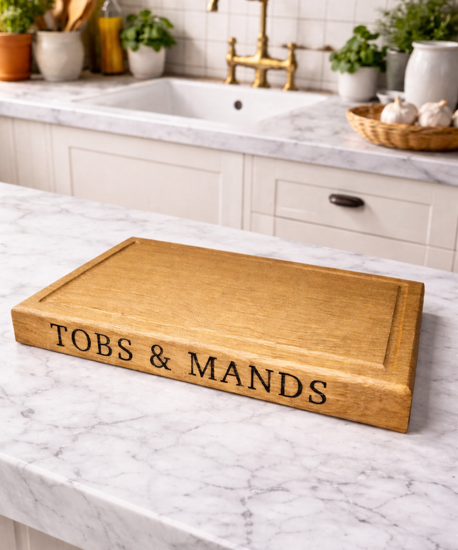 Engraved Solid Oak Wood Large Chopping Board