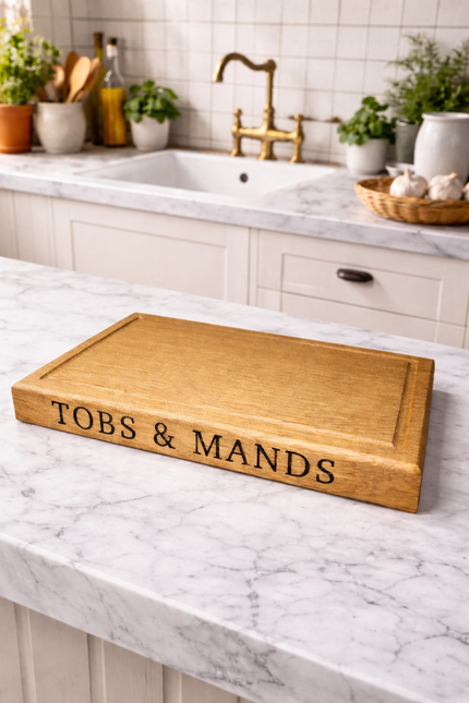 Engraved Solid Oak Wood Large Chopping Board