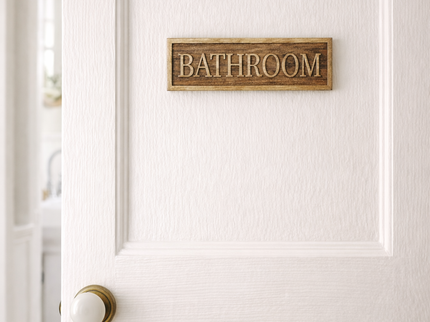 Wooden Engraved Bathroom Door Sign