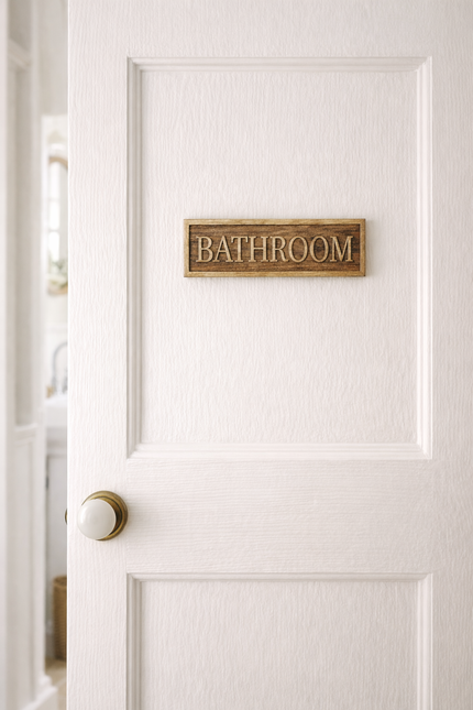 Wooden Engraved Bathroom Door Sign
