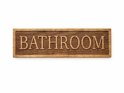Wooden Engraved Bathroom Door Sign