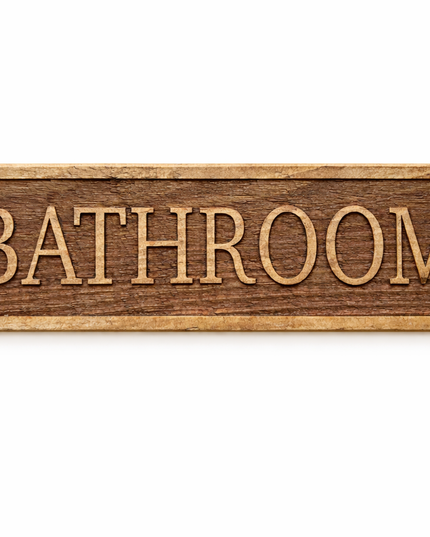 Wooden Engraved Bathroom Door Sign