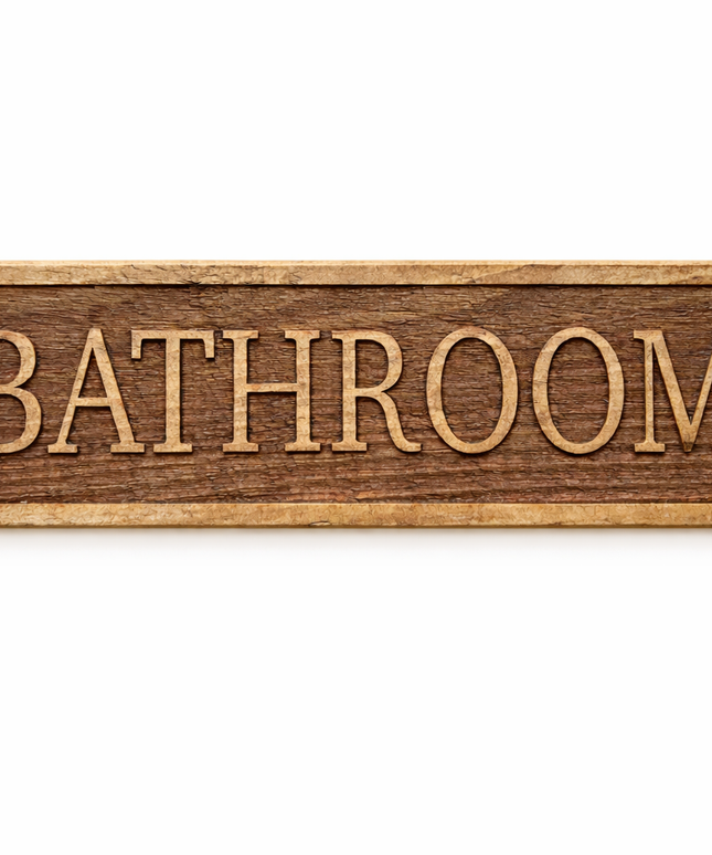 Wooden Engraved Bathroom Door Sign