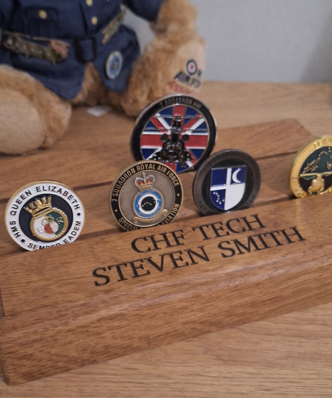 Personalised Oak Coin Memorabilia Display Stand