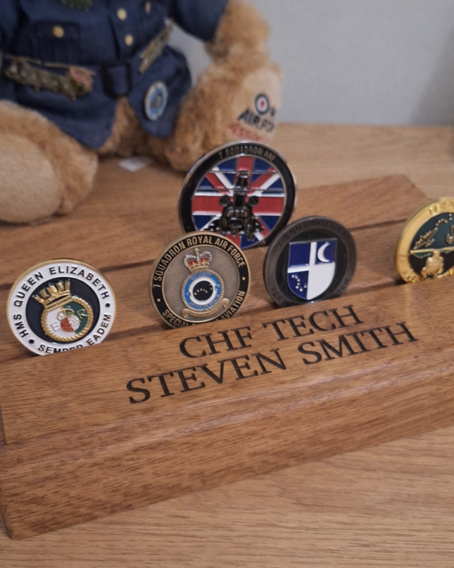 Personalised Oak Coin Memorabilia Display Stand