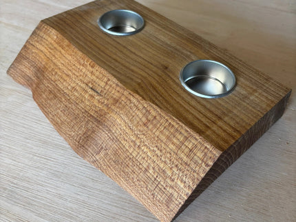 Live Edge Oak Double Tea Light Holder The Rolling Cow