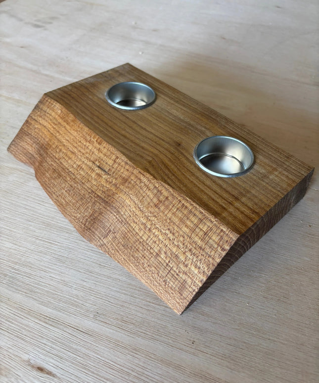 Live Edge Oak Double Tea Light Holder The Rolling Cow