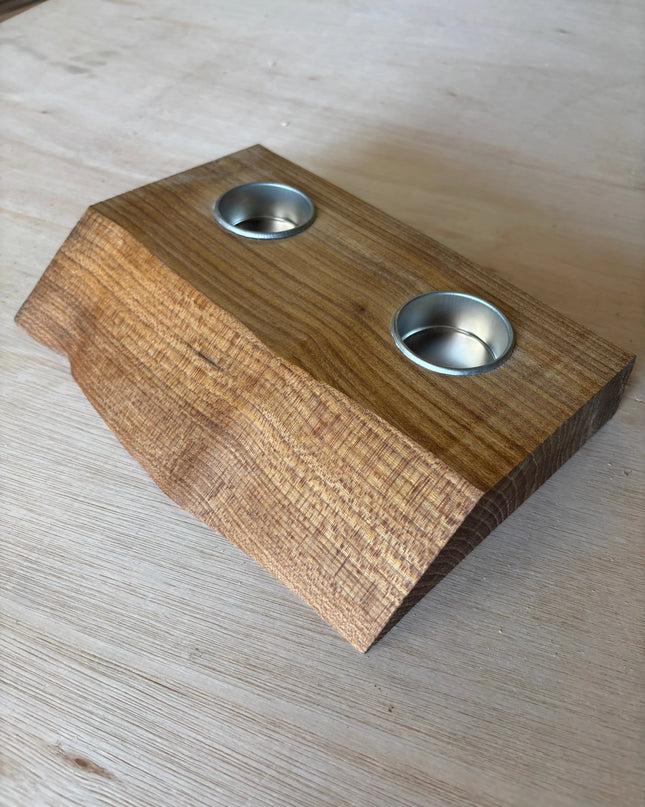 Live Edge Oak Double Tea Light Holder The Rolling Cow