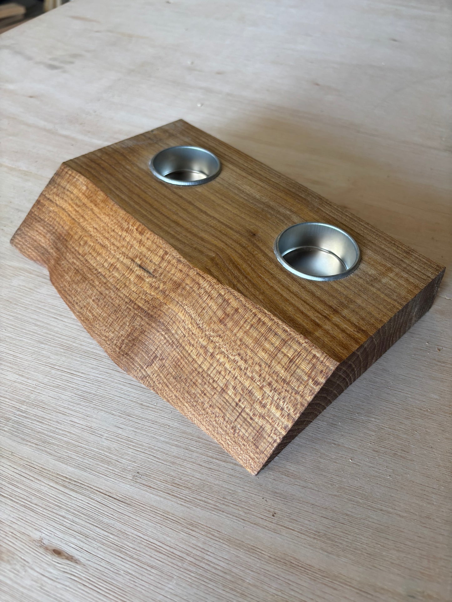 Live Edge Oak Double Tea Light Holder
