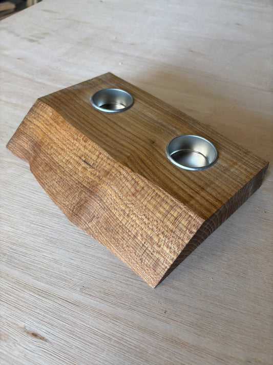 Live Edge Oak Double Tea Light Holder