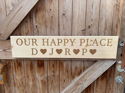Personalised  Family 'Our Happy Place' Sign The Rolling Cow