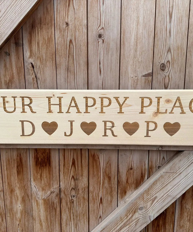 Personalised  Family 'Our Happy Place' Sign The Rolling Cow