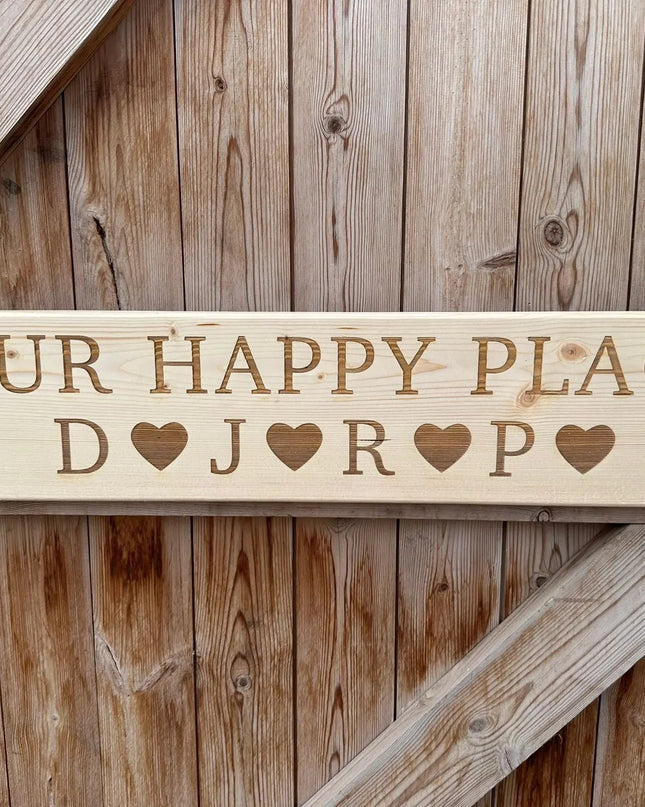 Personalised  Family 'Our Happy Place' Sign The Rolling Cow