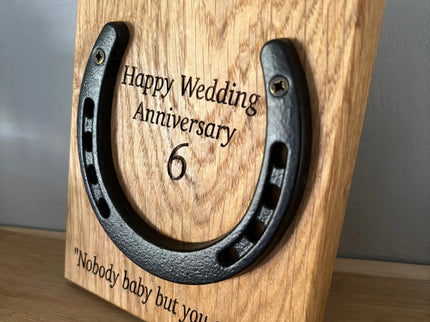 Personalised Anniversary Wedding Iron Horseshoe Oak Plaque The Rolling Cow