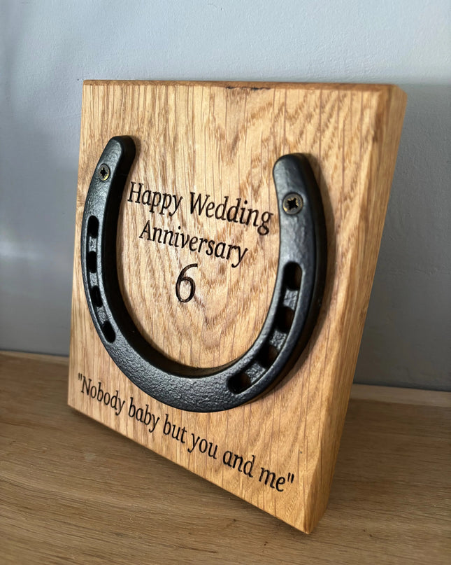Personalised Anniversary Wedding Iron Horseshoe Oak Plaque The Rolling Cow